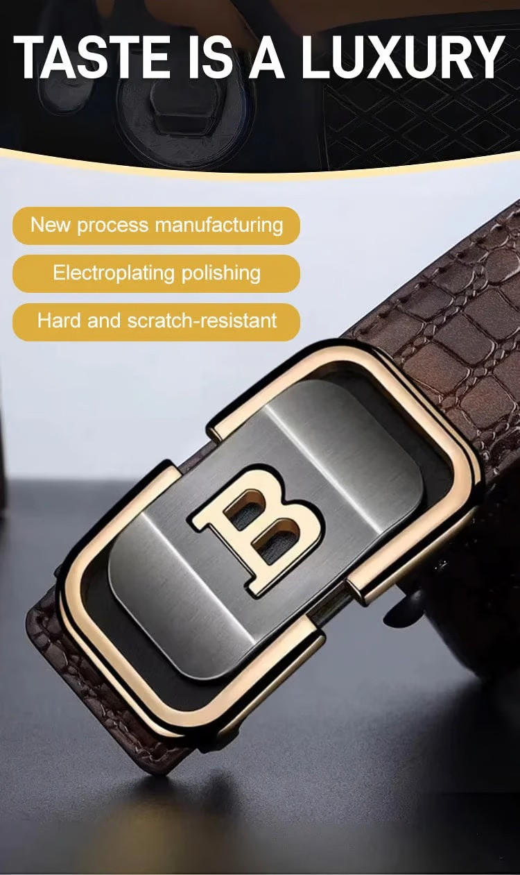 Men's Leather Automatic Buckle Belt BUY 1 GET 1 FREE (Black & Brown)