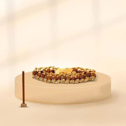Gold Plated Rudraksha Chain Bracelet for Spiritual Growth