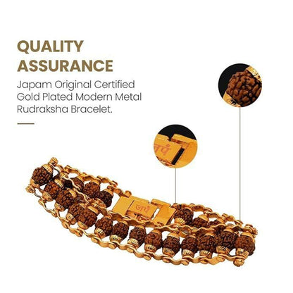 Gold Plated Rudraksha Chain Bracelet for Spiritual Growth
