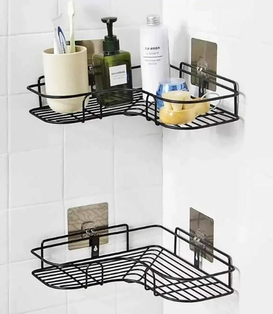 Corner Rack-Stainless Steel Self Adhesive Bathroom Shelf Corner Rack for Kitchen & Bathroom Shelves Bathroom