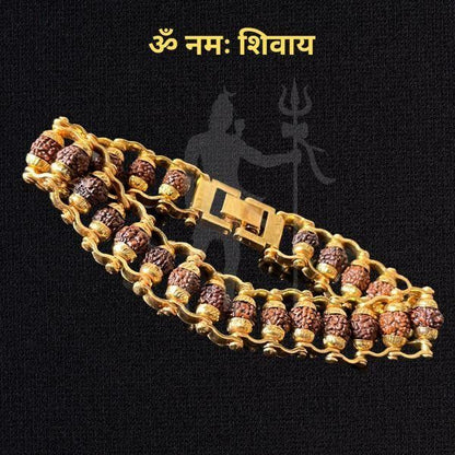 Gold Plated Rudraksha Chain Bracelet for Spiritual Growth