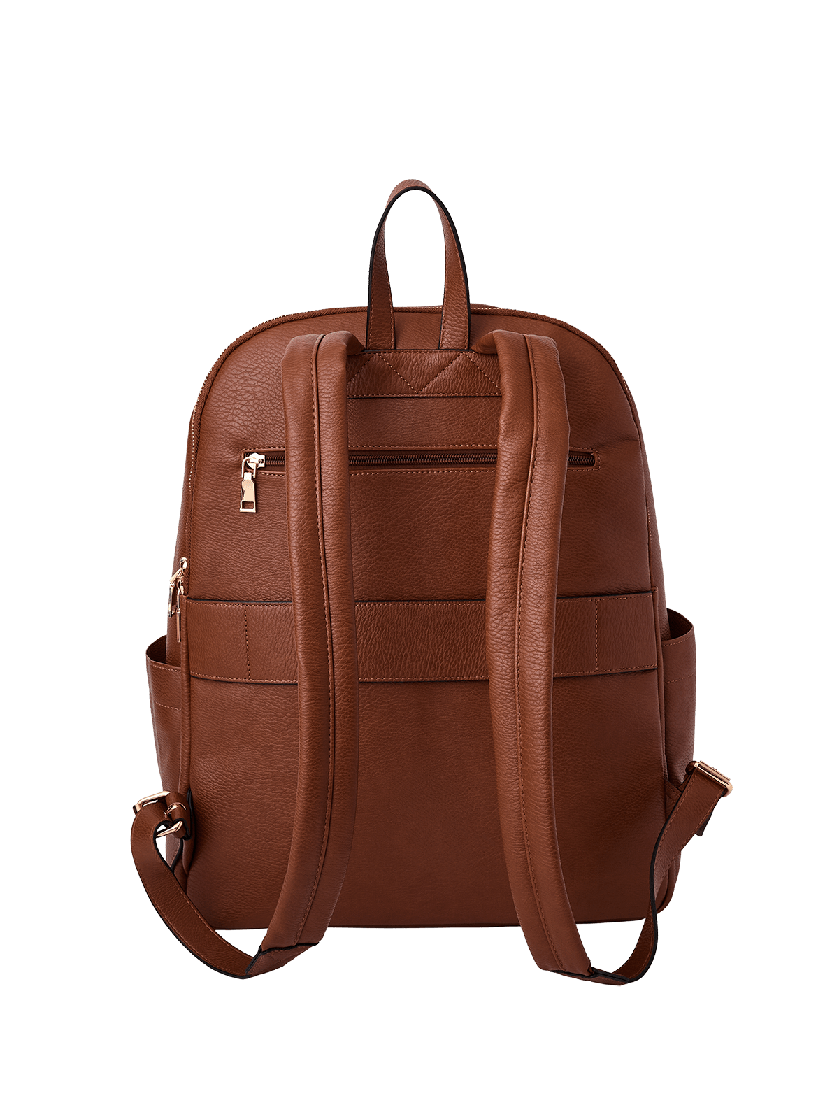 Brown leather backpack on a transparent background