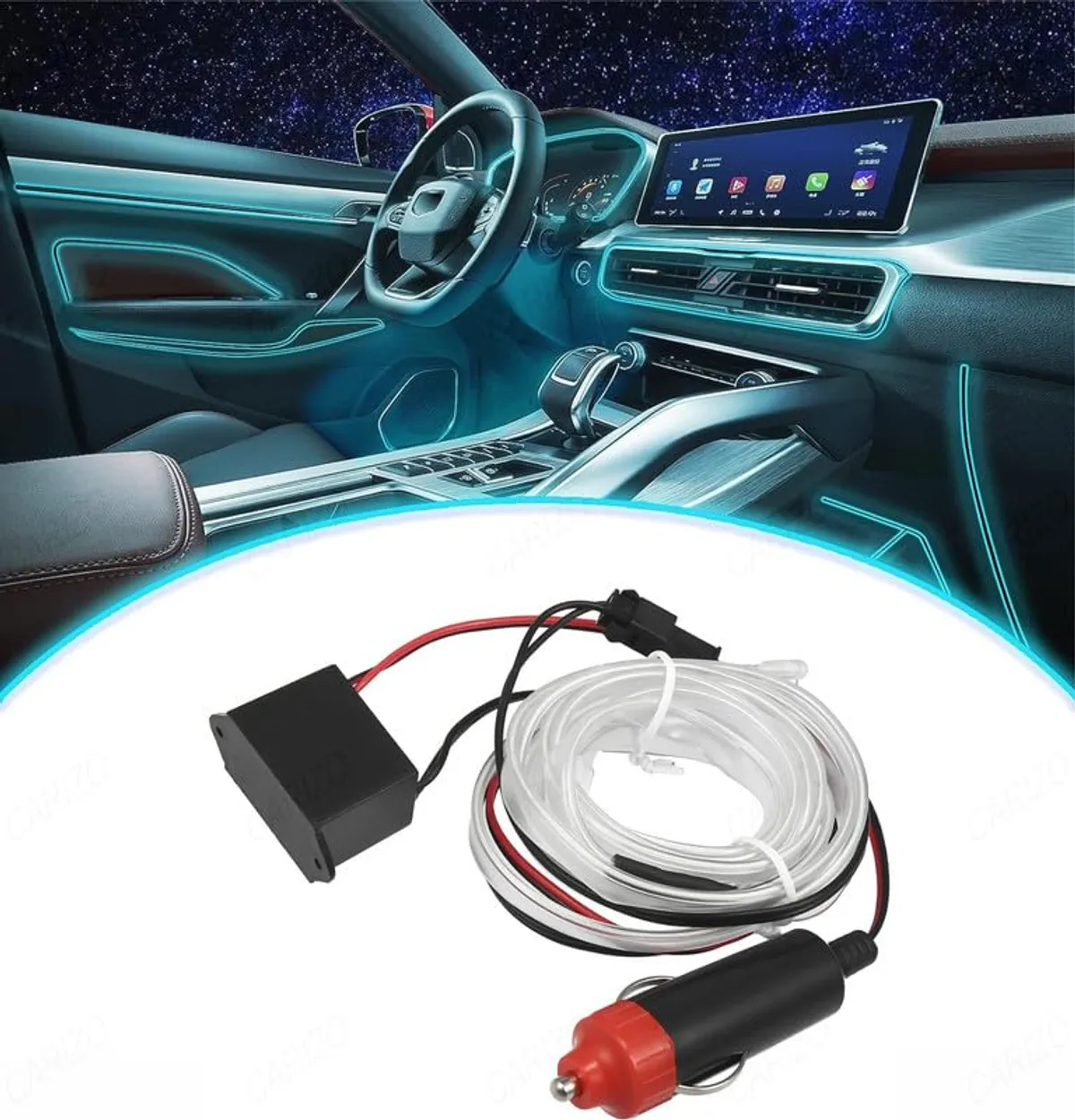 Car Interior Glowing Led Strip Lights (5M, Ice Blue)