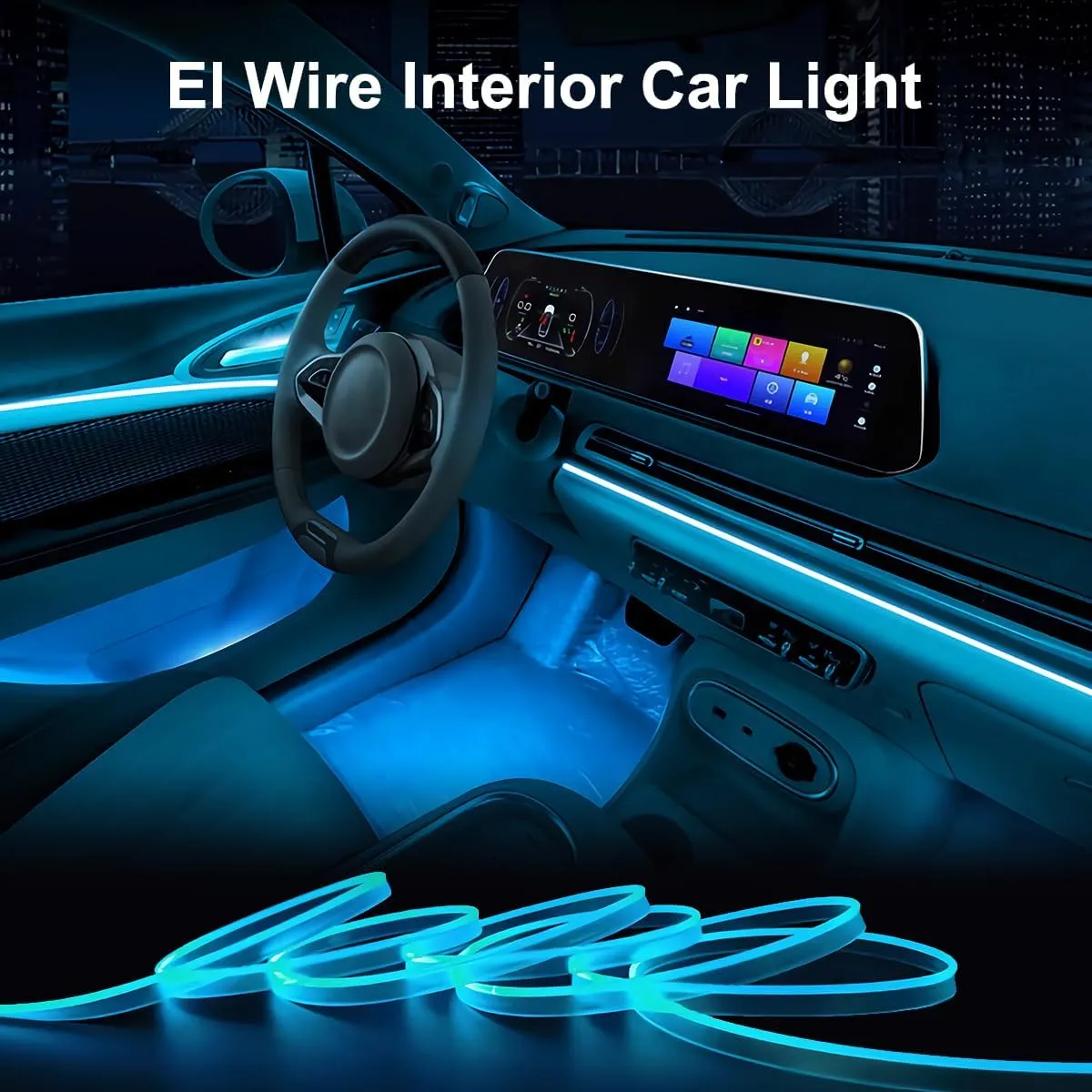 Car Interior Glowing Led Strip Lights (5M, Ice Blue)