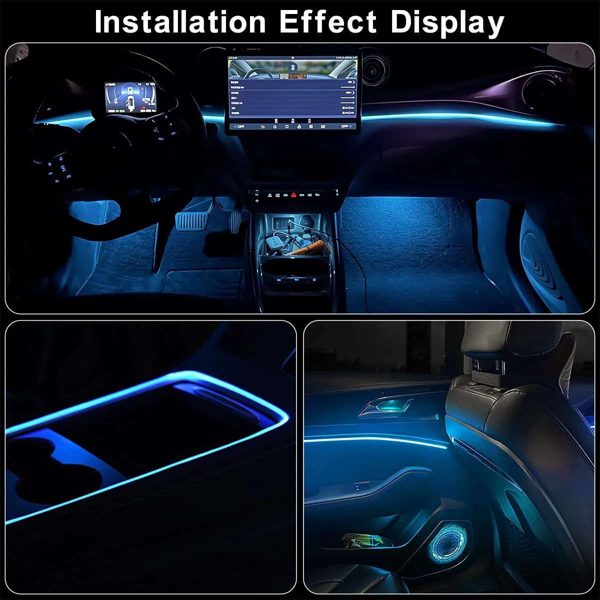 Car Interior Glowing Led Strip Lights (5M, Ice Blue)