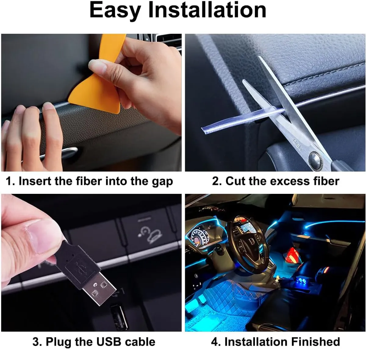 Car Interior Glowing Led Strip Lights (5M, Ice Blue)