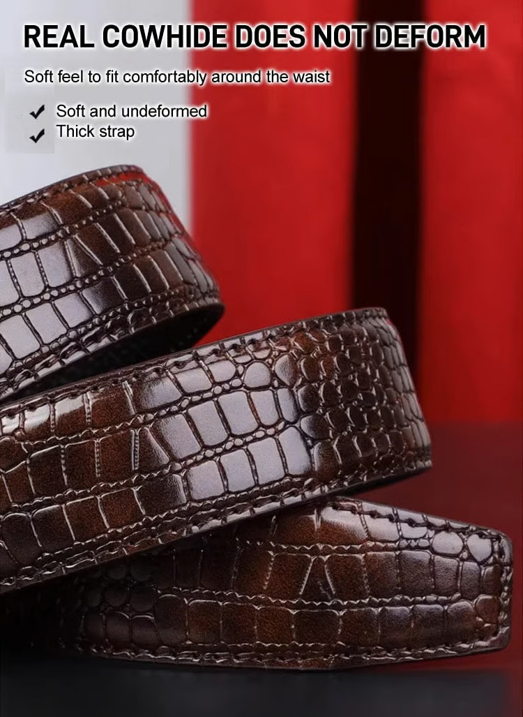 Men's Leather Automatic Buckle Belt BUY 1 GET 1 FREE (Black & Brown)