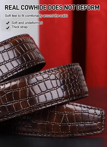 Men's Leather Automatic Buckle Belt BUY 1 GET 1 FREE (Black & Brown)