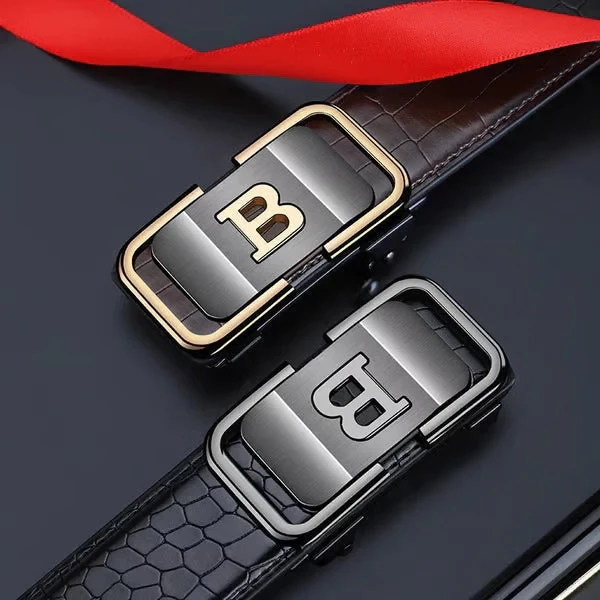 Men's Leather Automatic Buckle Belt BUY 1 GET 1 FREE (Black & Brown)