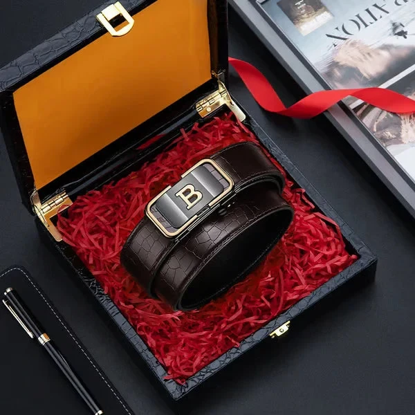 Men's Leather Automatic Buckle Belt BUY 1 GET 1 FREE (Black & Brown)