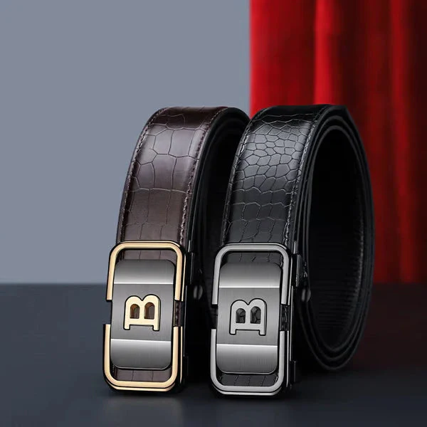 Men's Leather Automatic Buckle Belt BUY 1 GET 1 FREE (Black & Brown)